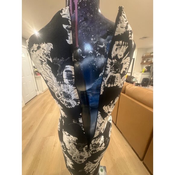 Natori Womens Black & White Floral Sheath Dress Size 8 Polyester/Metallic Blend - Picture 7 of 9